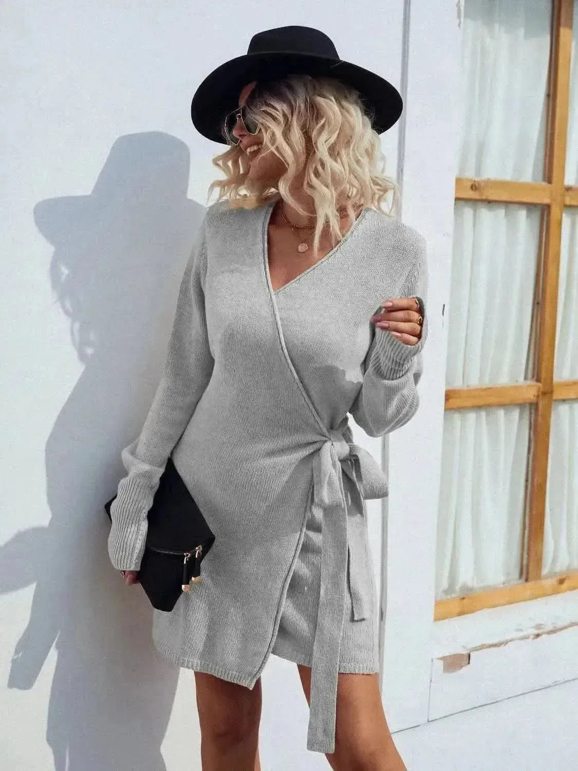 Tied Open Front Long Sleeve Cardigan - Bad Moms Club
