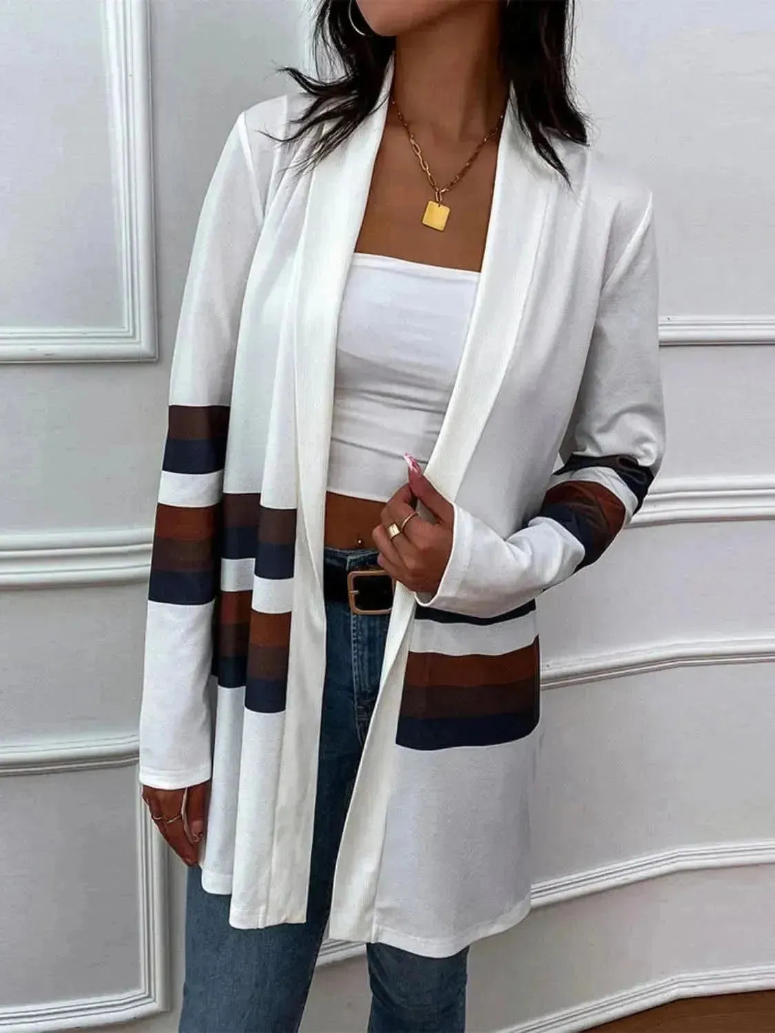 Color Block Open Front Cardigan - Bad Moms Club