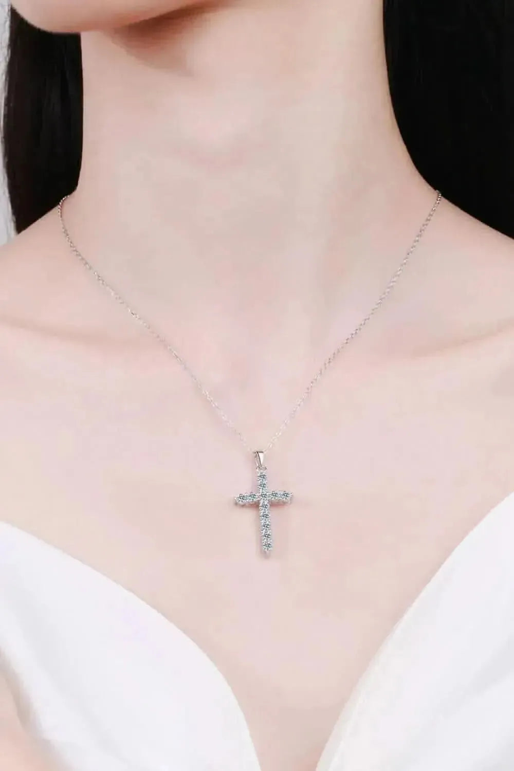 Moissanite Cross Pendant Chain Necklace - Bad Moms Club