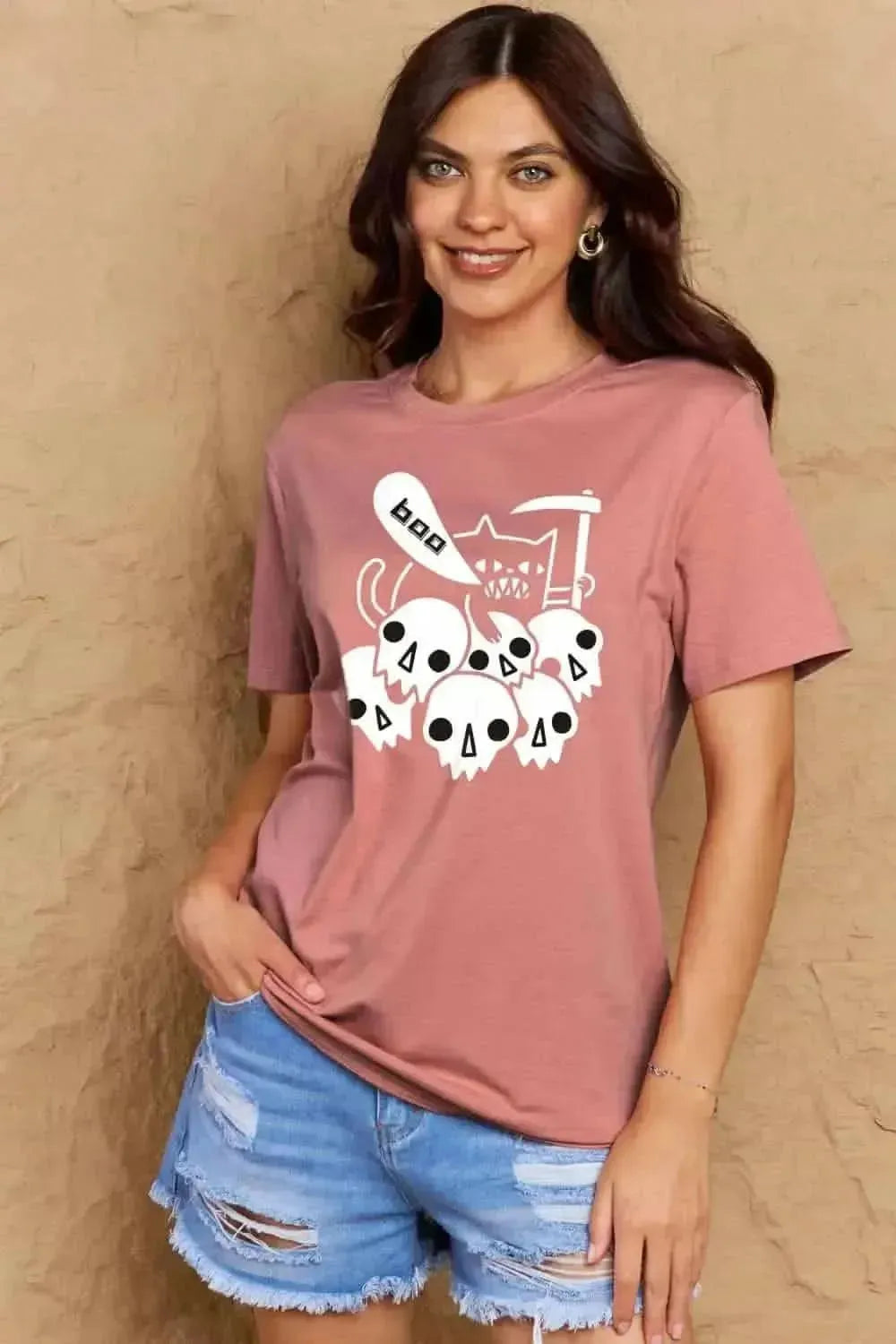 Simply Love Full Size Graphic BOO Cotton T-Shirt - Bad Moms Club