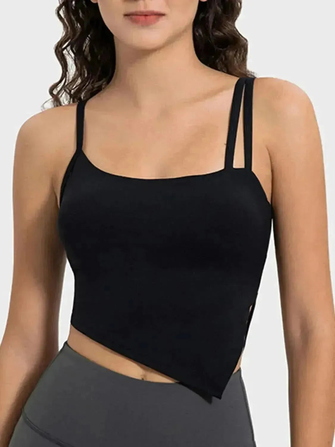Slit Asymmetrical Neck Active Cami - Bad Moms Club