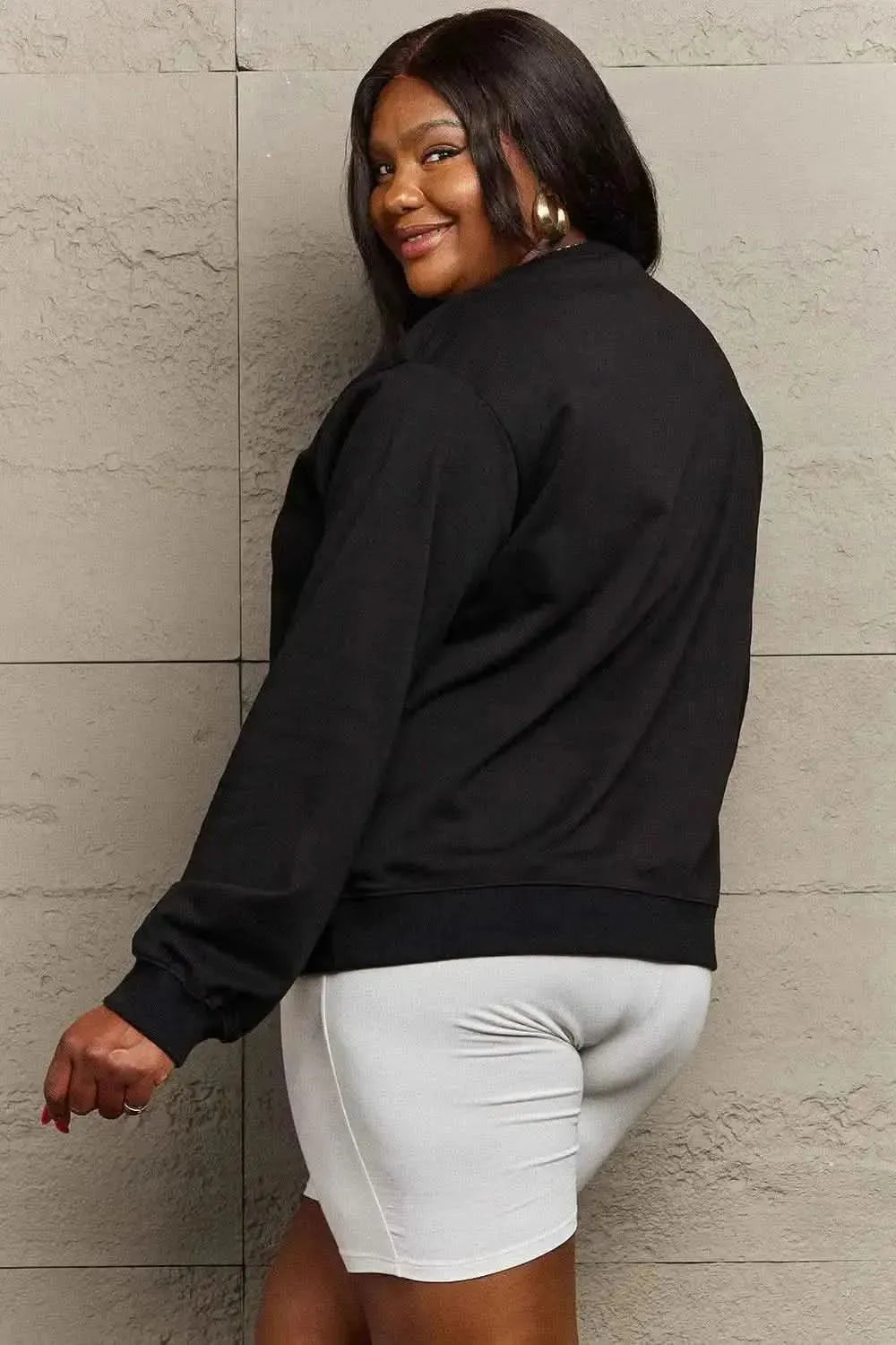 Simply Love Full Size Graphic Drop Shoulder Sweatshirt - Bad Moms Club