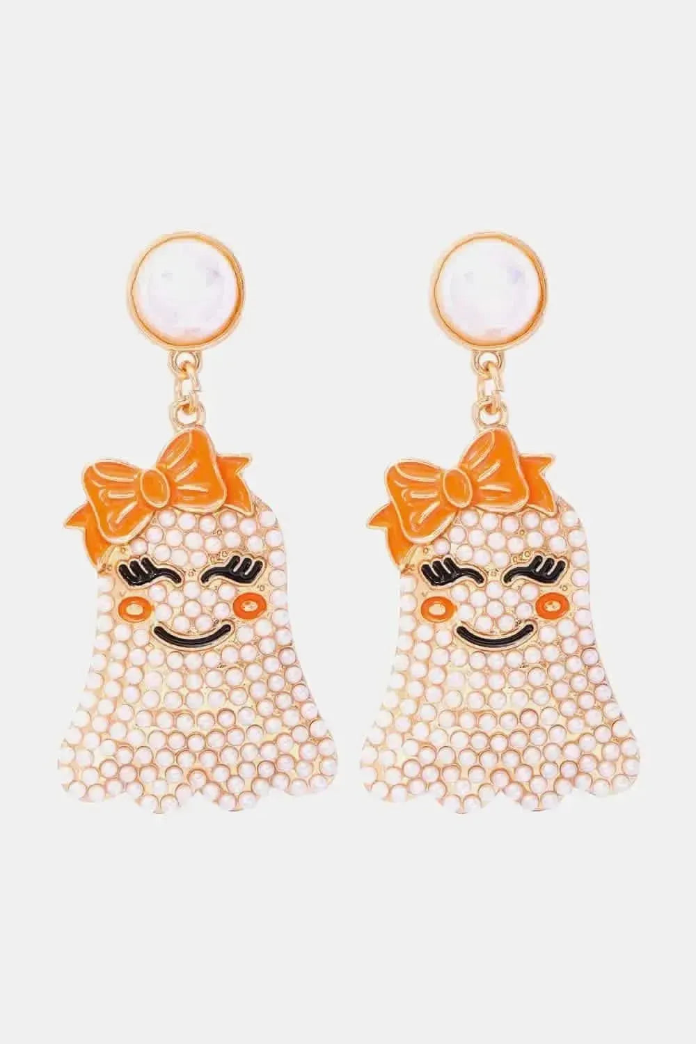 Smiling Ghost Shape Synthetic Pearl Earrings - Bad Moms Club