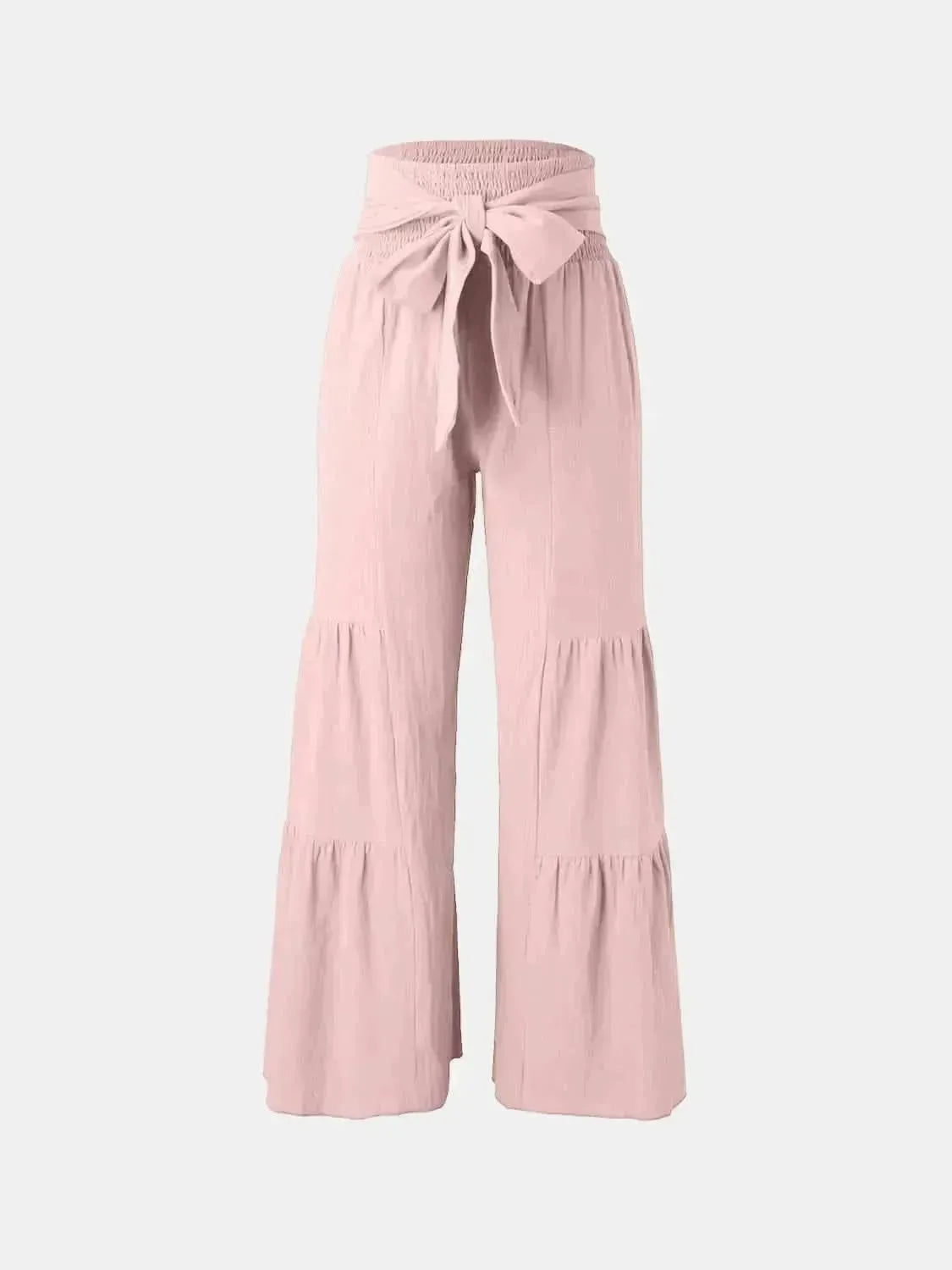 Tied Ruched Wide Leg Pants - Bad Moms Club