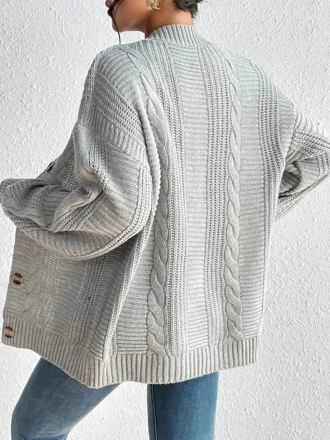 Cable-Knit Button Down Cardigan - Bad Moms Club