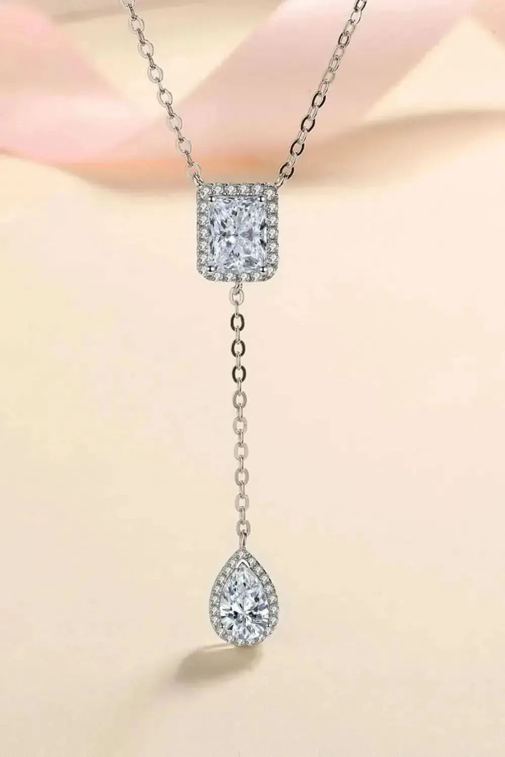3 Carat 925 Sterling Silver Double Drop Pendant Necklace - Bad Moms Club