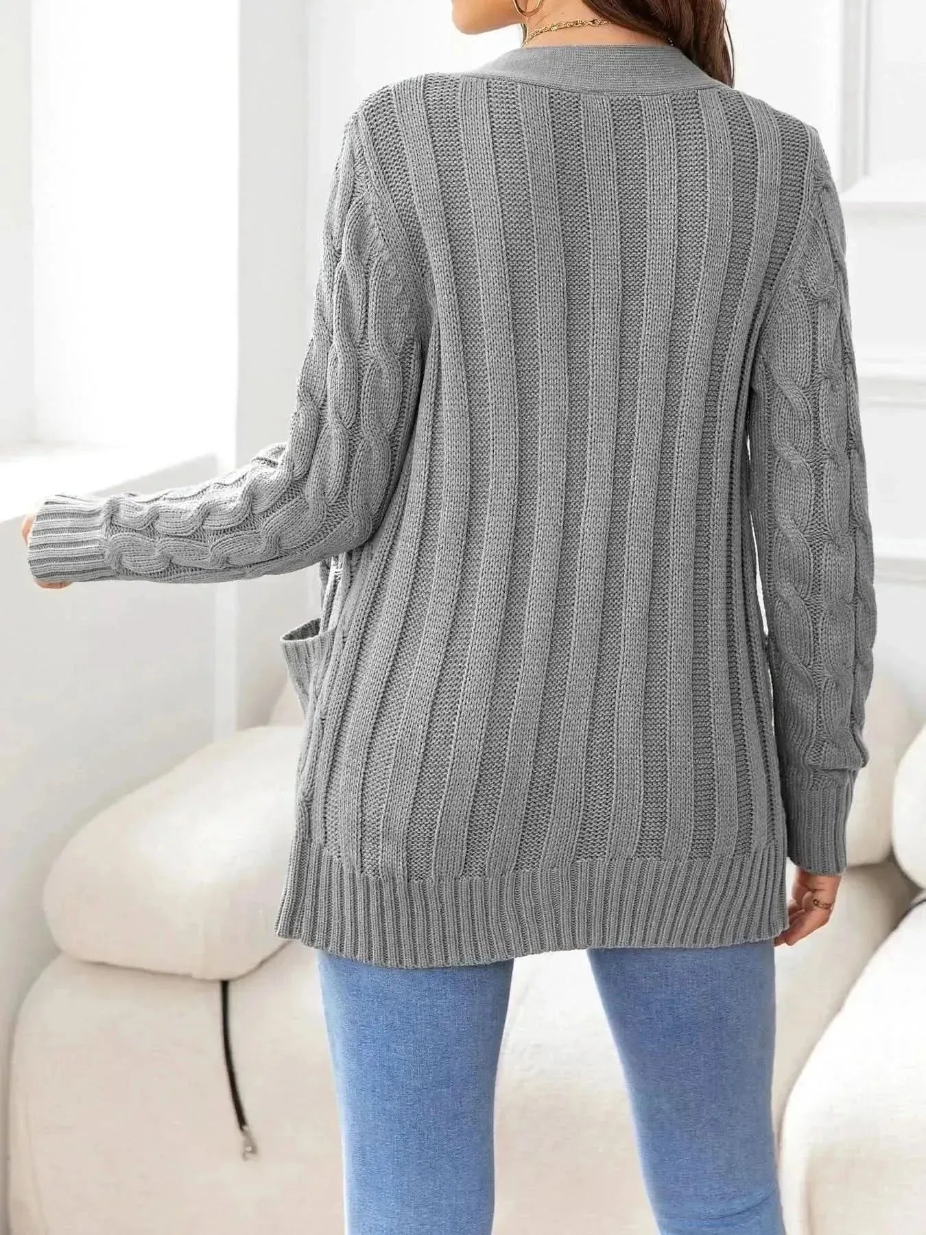 Button Down Cable-Knit Cardigan - Bad Moms Club