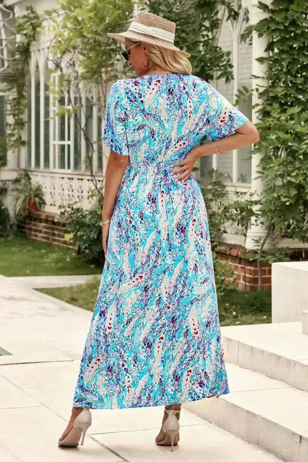 Multicolored V-Neck Maxi Dress - Bad Moms Club