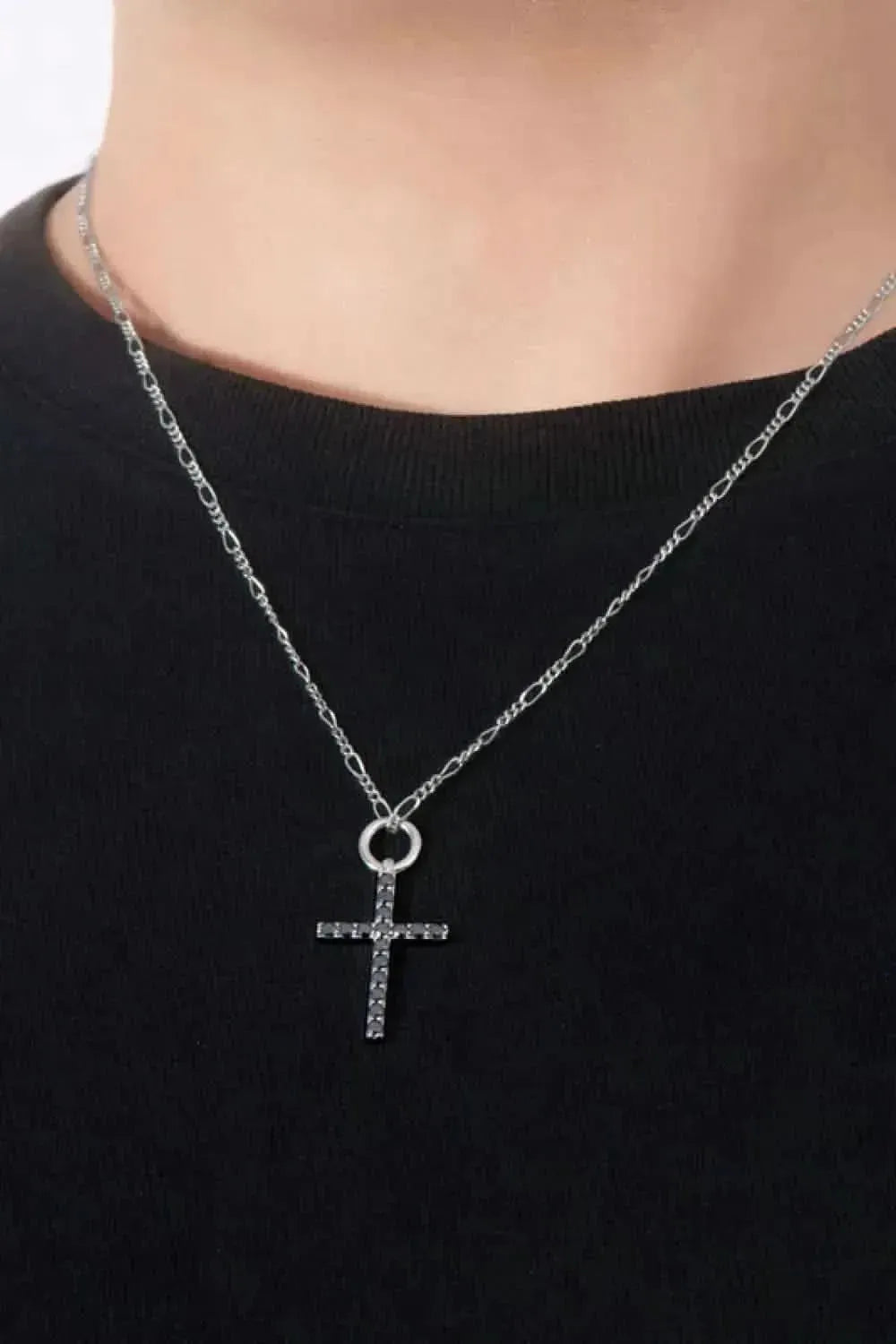 Moissanite Cross Pendant Platinum-Plated Necklace - Bad Moms Club
