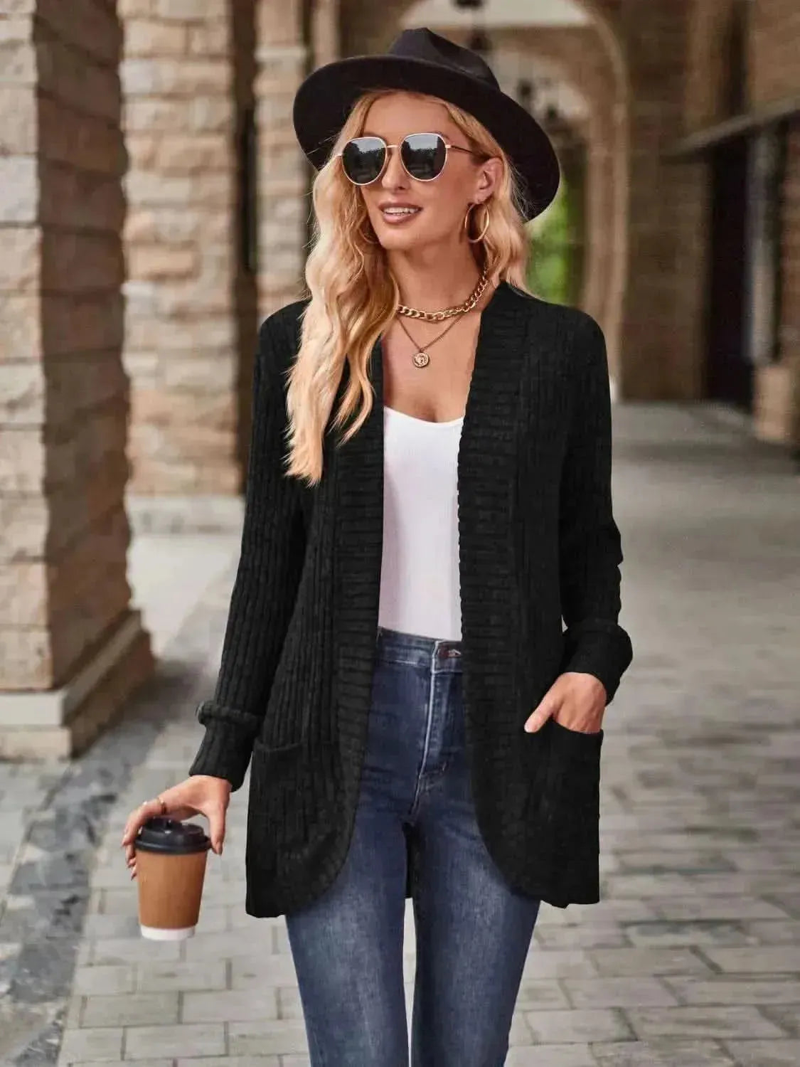 Open Front Cardigan with Pockets - Bad Moms Club