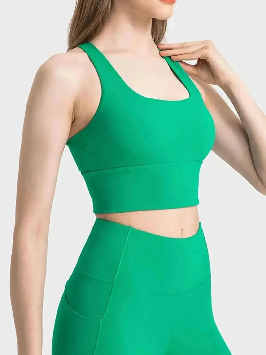 Scoop Neck Crisscross Straps Sports Bra - Bad Moms Club