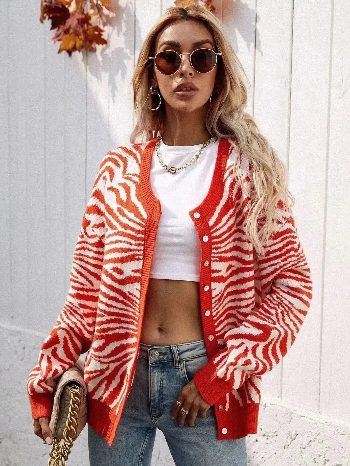 Woven Right Zebra Print Button Down Cardigan - Bad Moms Club