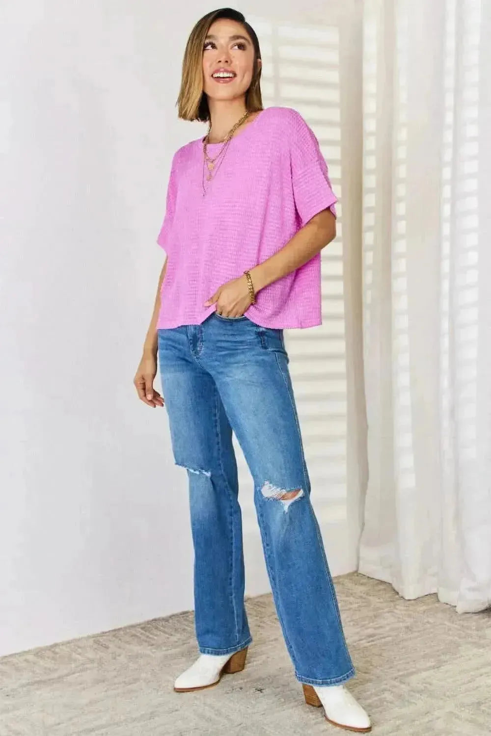 Zenana Full Size Round Neck Short Sleeve Top - Bad Moms Club