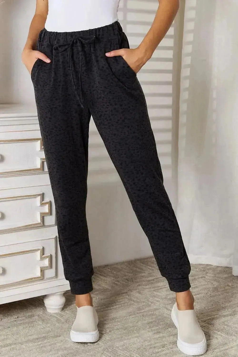Basic Bae Leopard Print Joggers with Pockets - Bad Moms Club