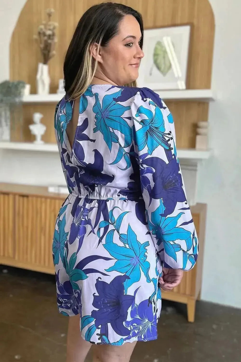 Double Take Full Size Floral Long Sleeve Romper with Pockets - Bad Moms Club