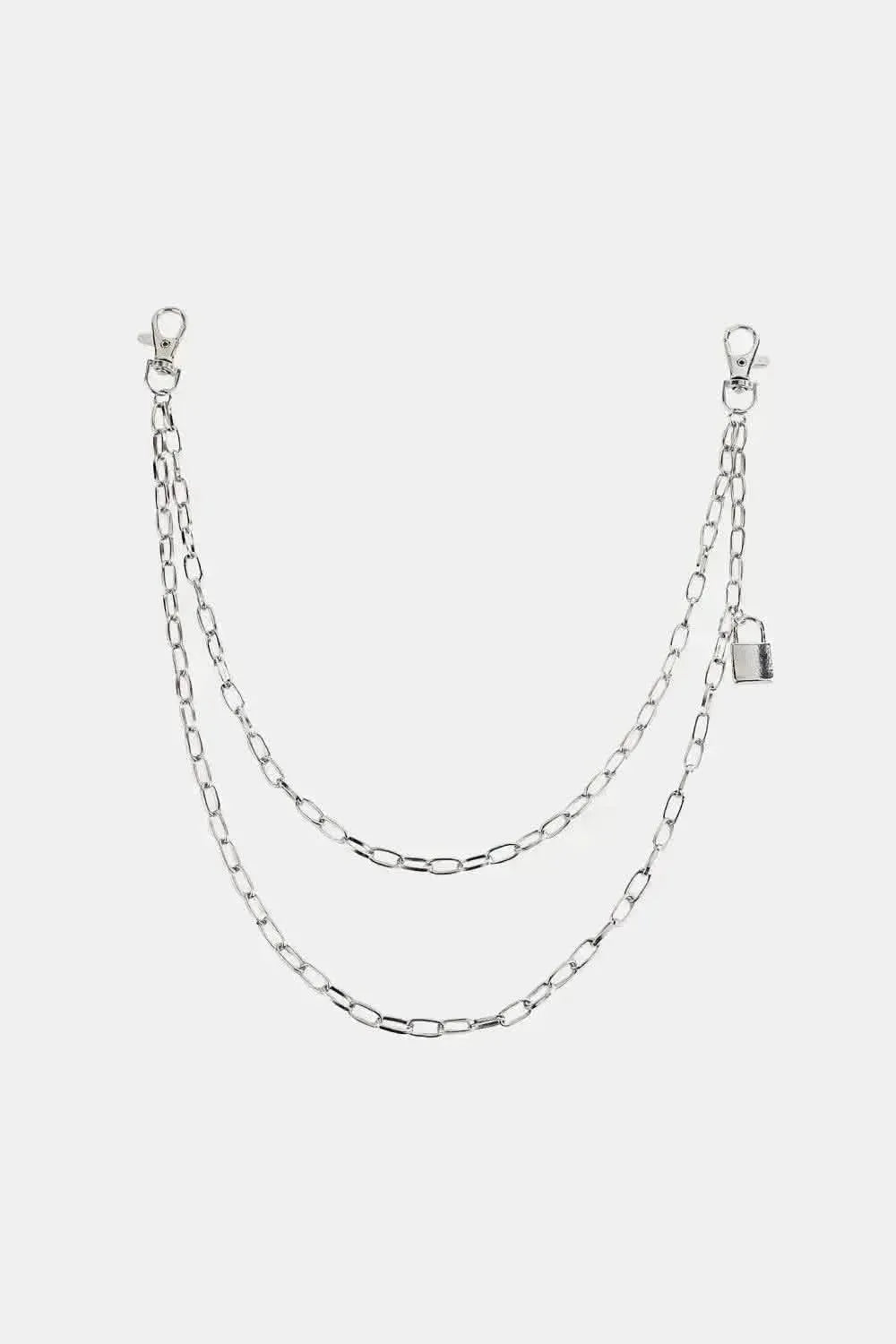 Double Layered Iron Chain Belt with Lock Charm - Bad Moms Club