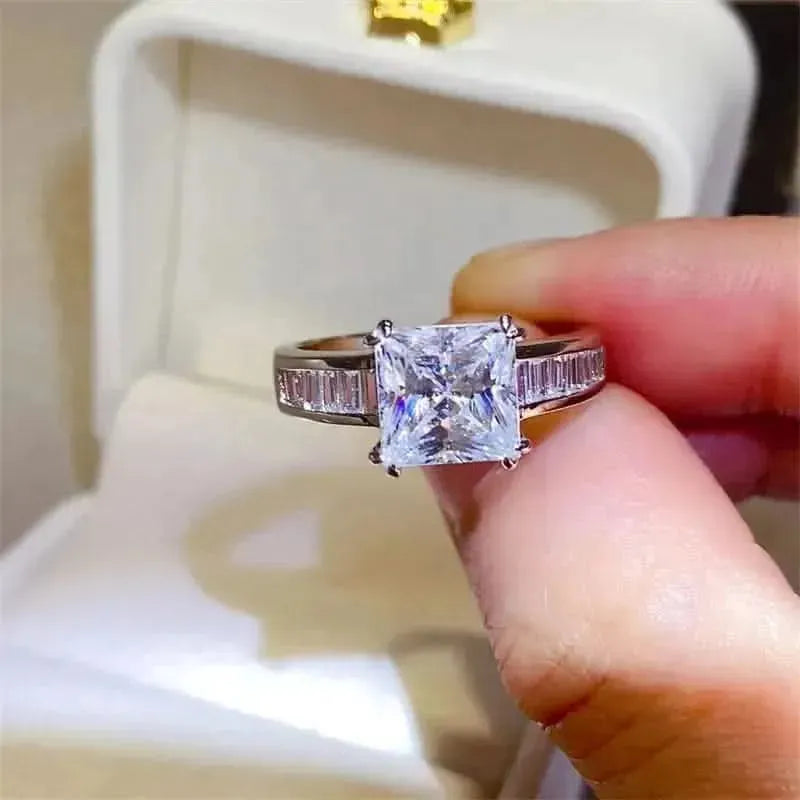 3 Carat Moissanite 925 Sterling Silver Square Shape Ring - Bad Moms Club