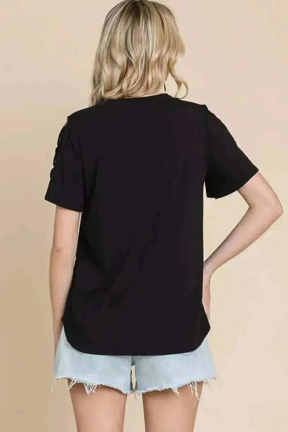 Culture Code Round Neck Crisscross Short Sleeve T-Shirt - Bad Moms Club