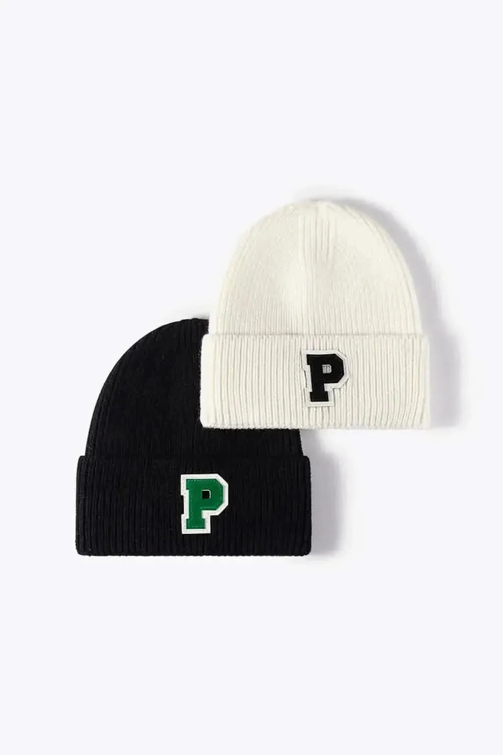 Letter Patch Cuffed Knit Beanie - Bad Moms Club