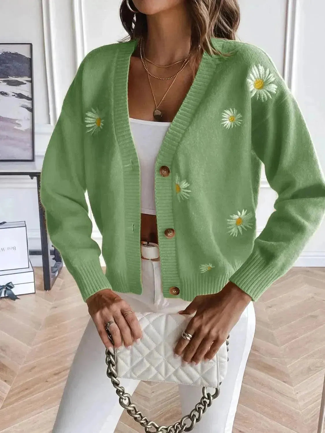 Floral Button Up Cardigan - Bad Moms Club