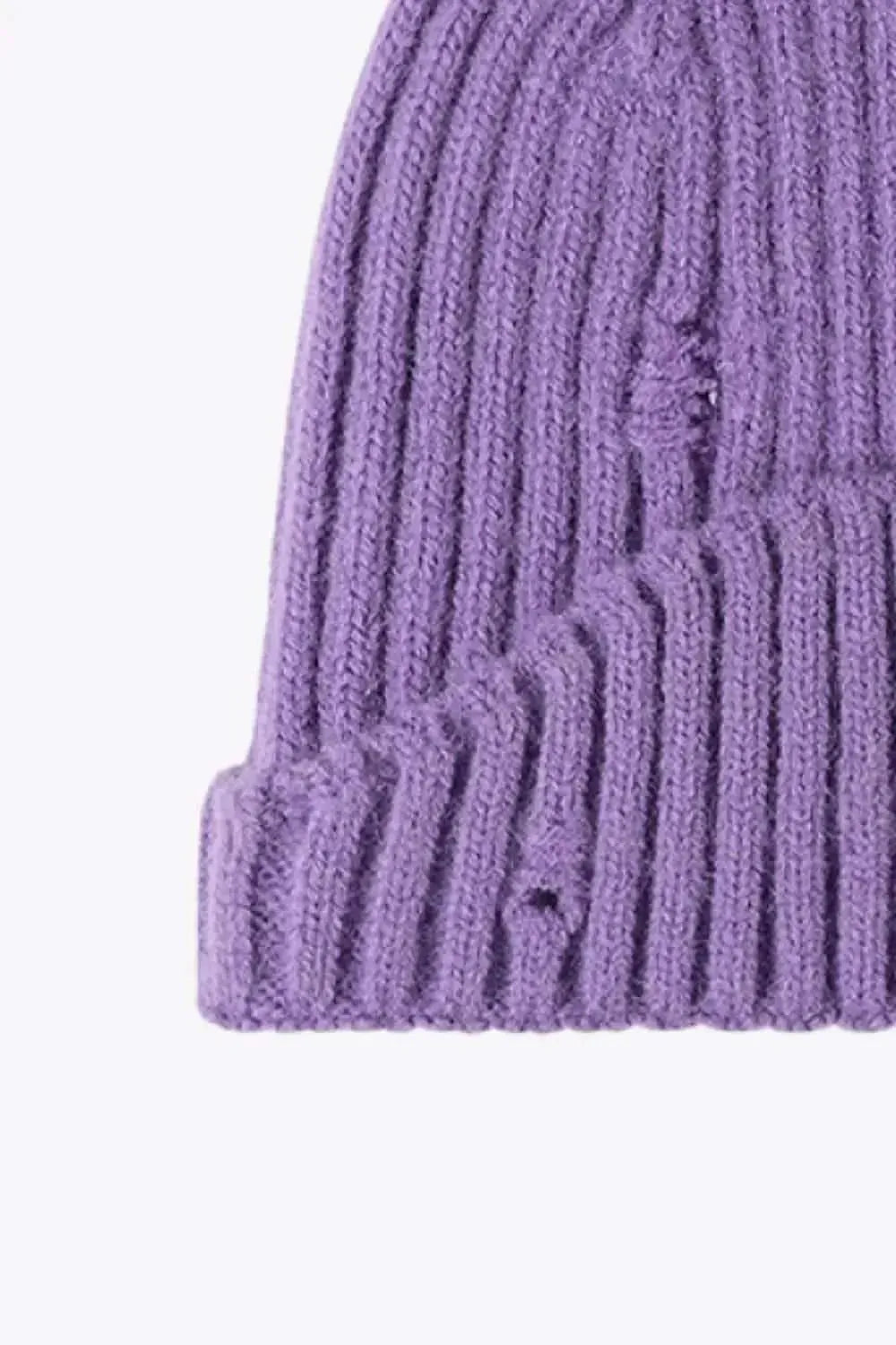 Distressed Rib-Knit Beanie - Bad Moms Club