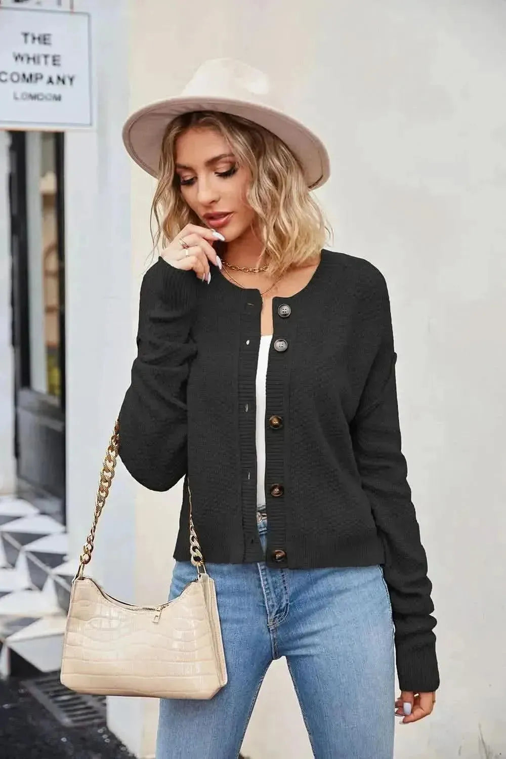 Button Down Exposed Seam Cardigan - Bad Moms Club