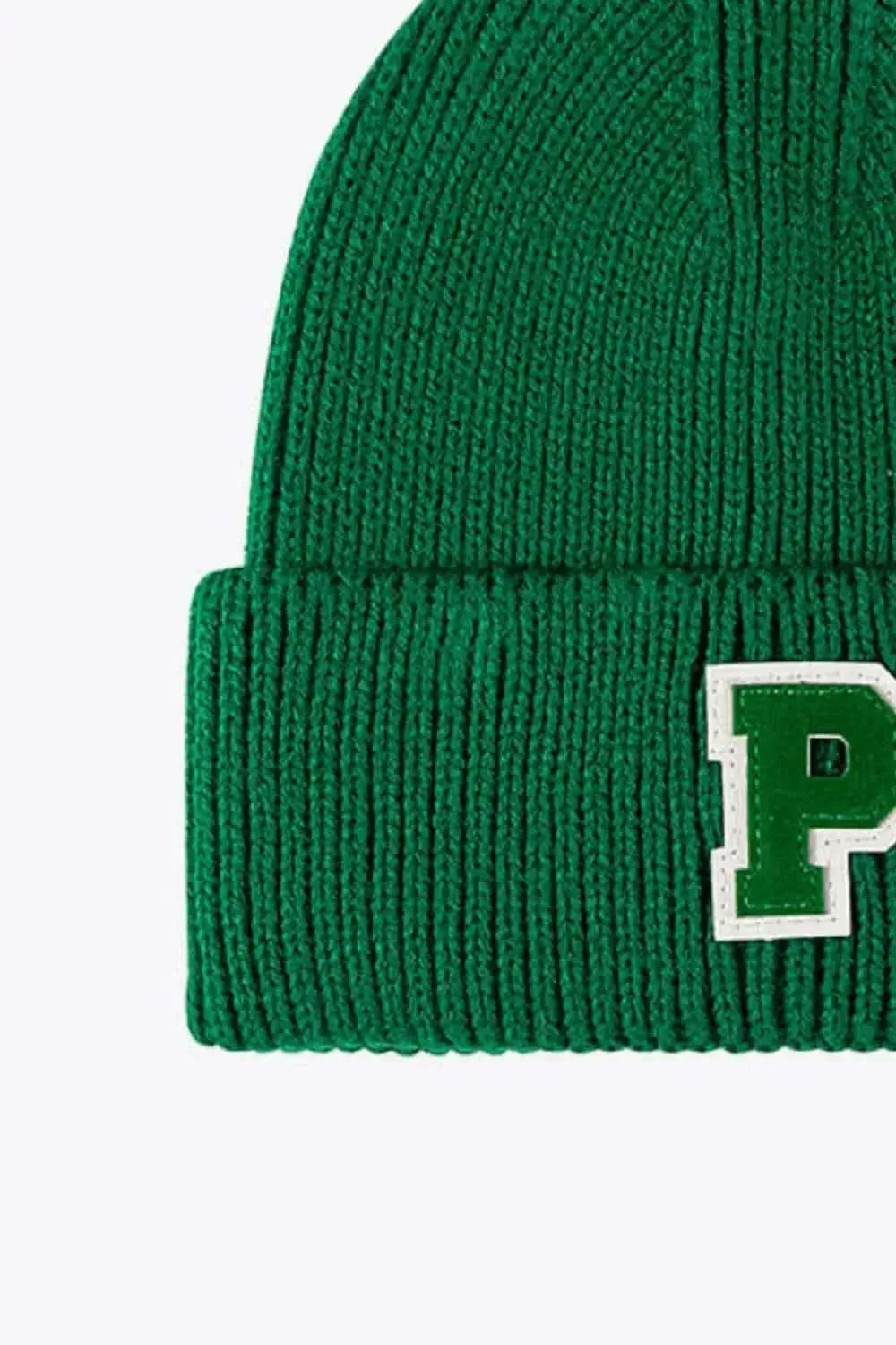 Letter Patch Cuffed Knit Beanie - Bad Moms Club
