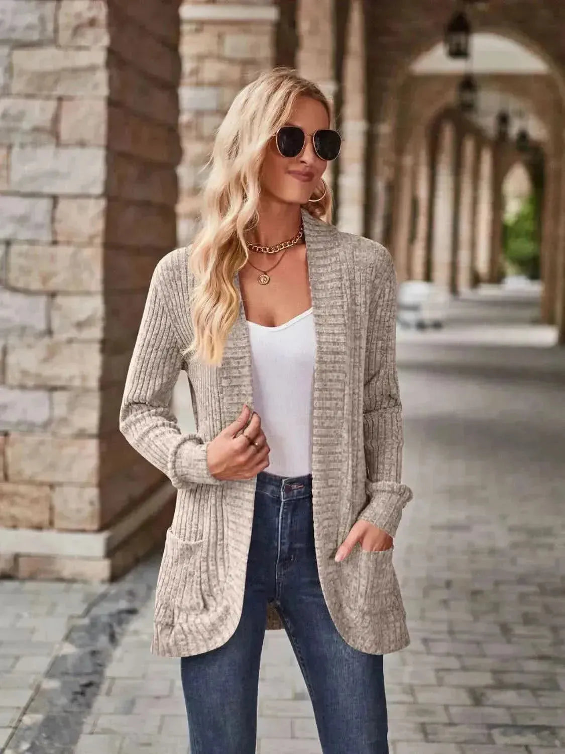 Open Front Cardigan with Pockets - Bad Moms Club
