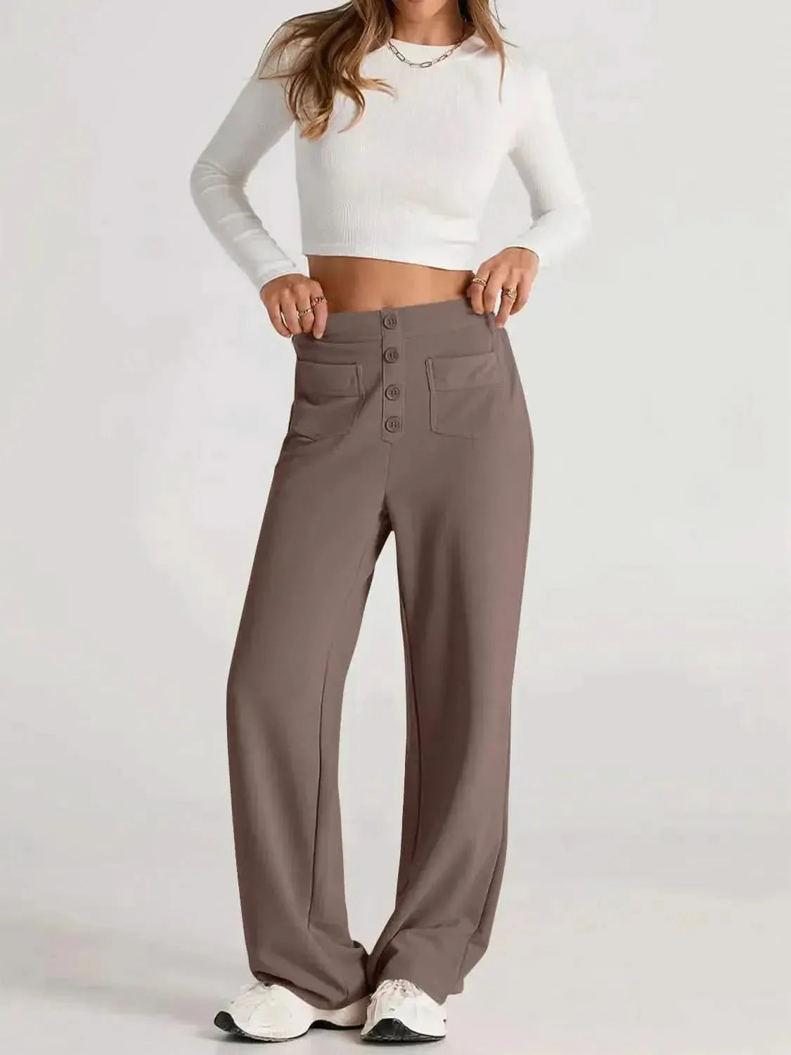 High Waist Wide Leg Pants - Bad Moms Club