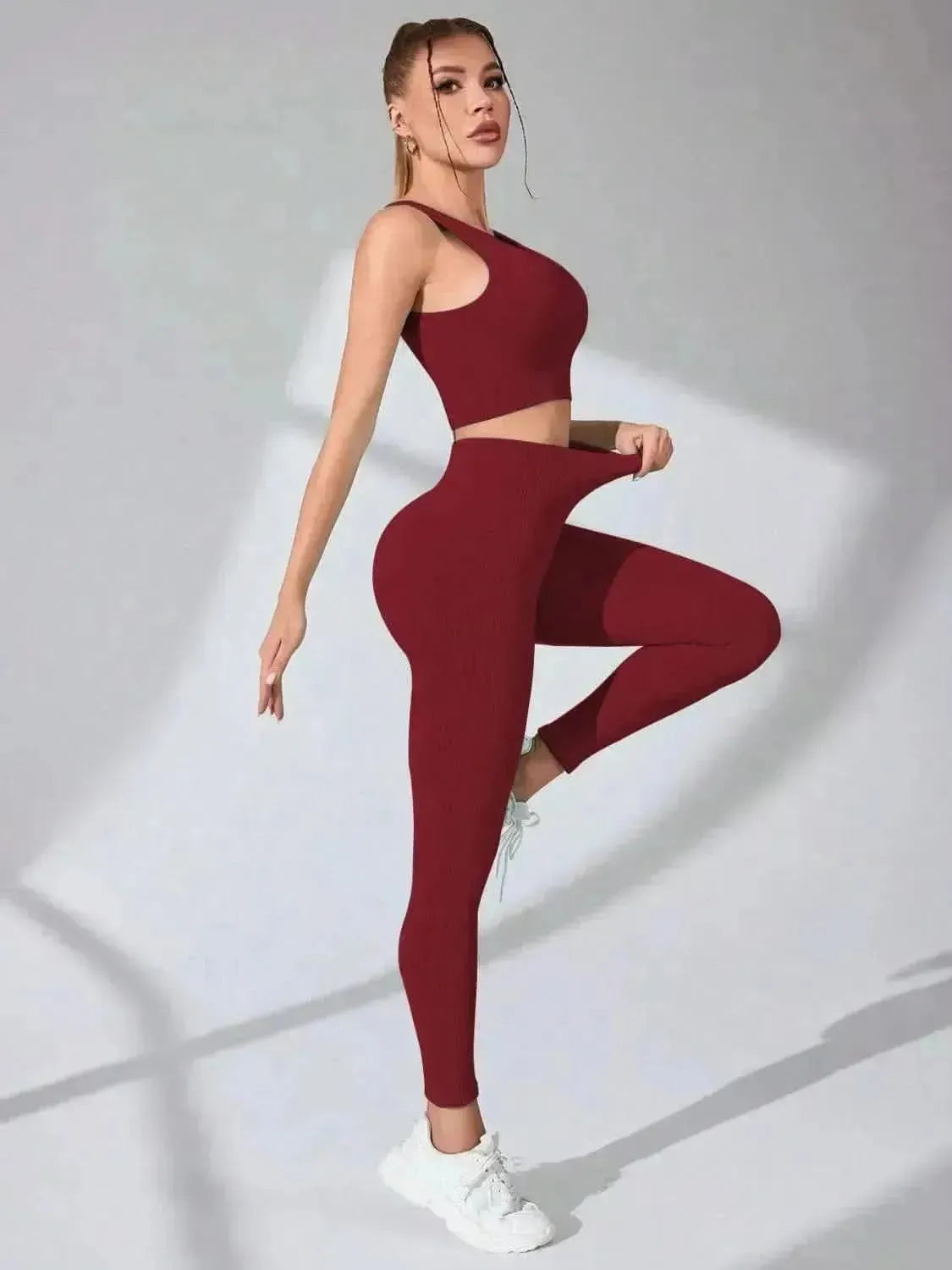 Scoop Neck Wide Strap Top and Pants Active Set - Bad Moms Club