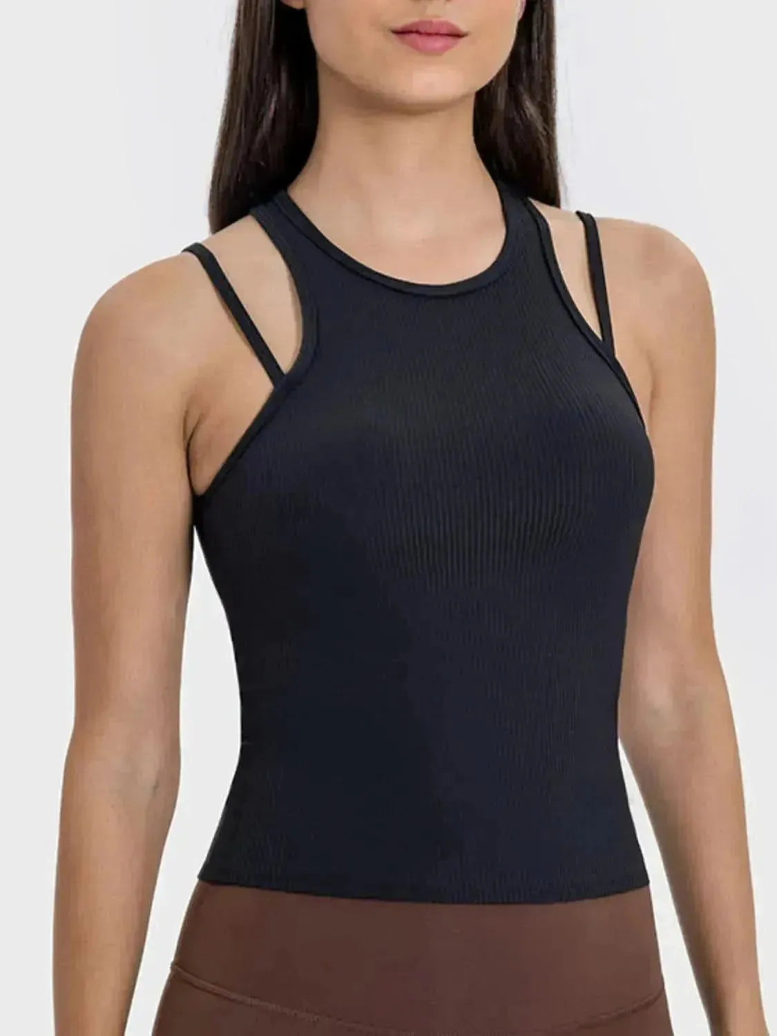 Cutout Round Neck Racerback Active Tank - Bad Moms Club