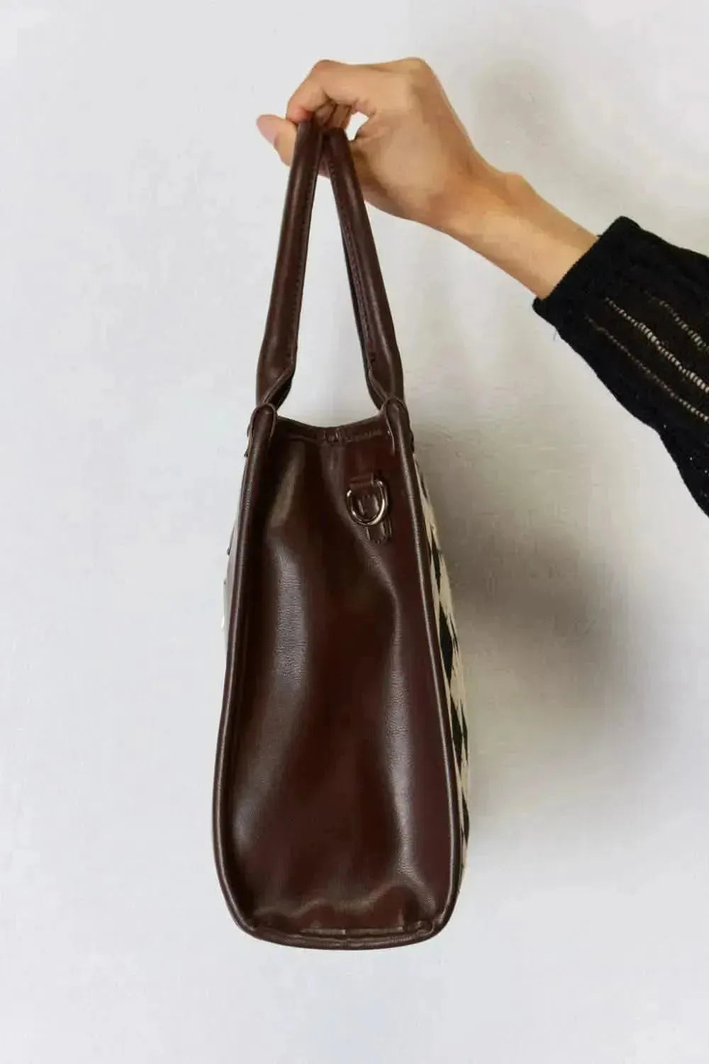 David Jones Argyle Pattern PU Leather Handbag - Bad Moms Club