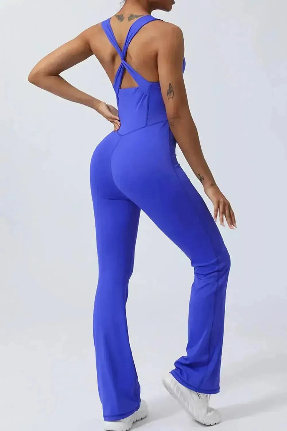 Crisscross Wide Strap Sleeveless Jumpsuit - Bad Moms Club