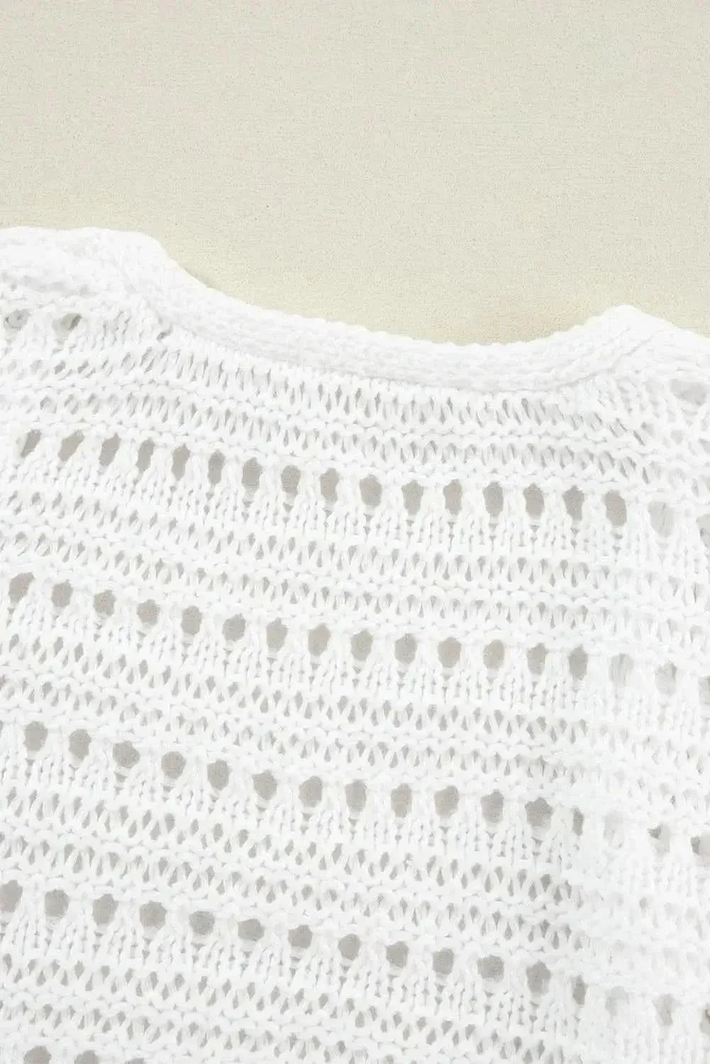 Openwork Open Front Long Sleeve Cardigan - Bad Moms Club