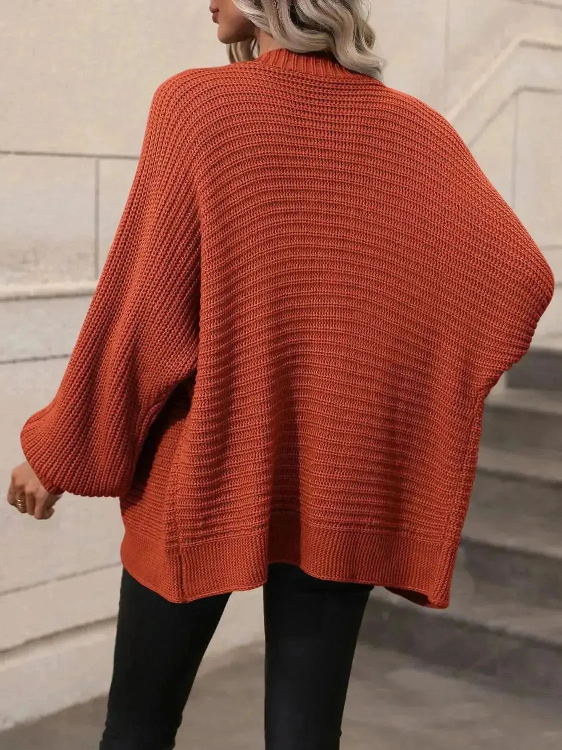 Button Down Horizontal-Ribbing Longline Cardigan - Bad Moms Club