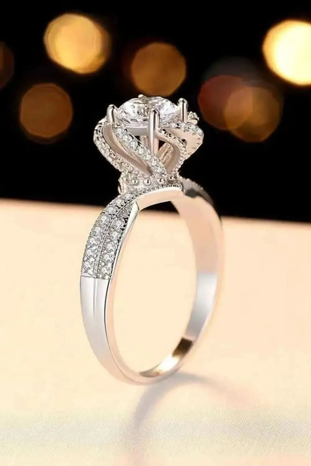 2 Carat Moissanite Floral Platinum-Plated Ring - Bad Moms Club