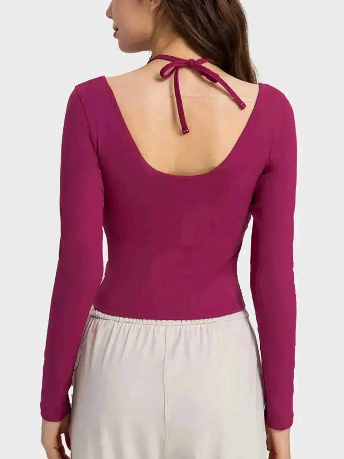 Halter Neck Long Sleeve Sporty Top - Bad Moms Club