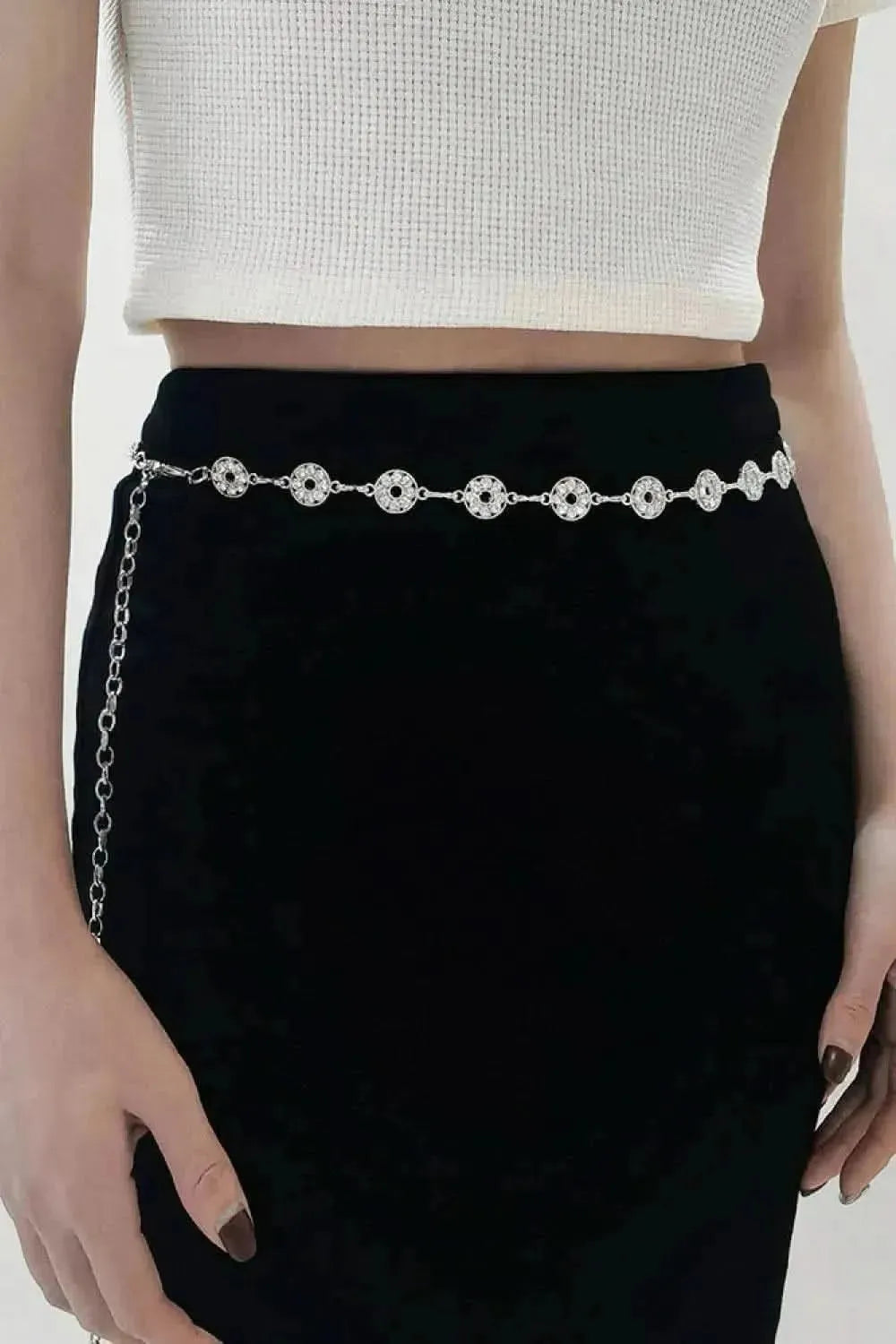 Rhinestone Decor Zinc Alloy Belt - Bad Moms Club