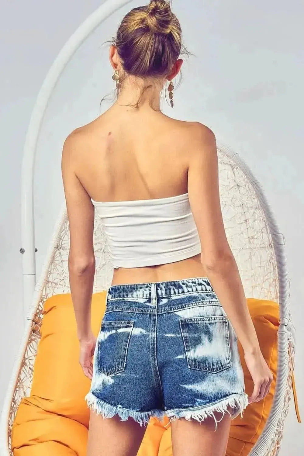 BiBi US Flag Theme Bleached Denim Shorts - Bad Moms Club