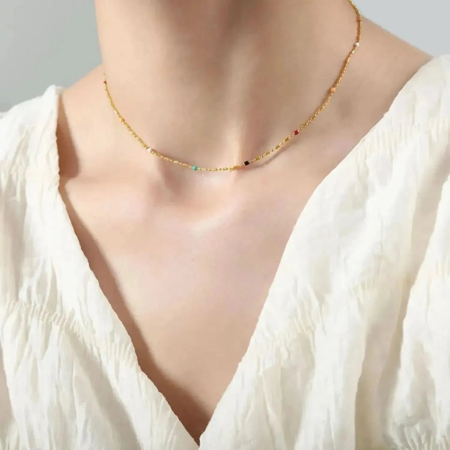 18K Gold-Plated Oil Drip Bead Necklace - Bad Moms Club