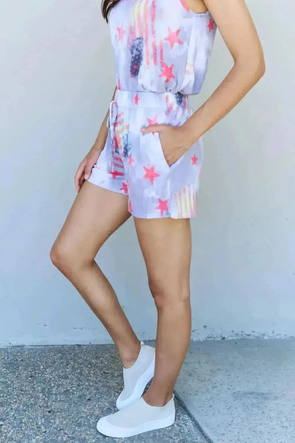ODDI Full Size Tie-Dye Star Printed Loungewear Set - Bad Moms Club