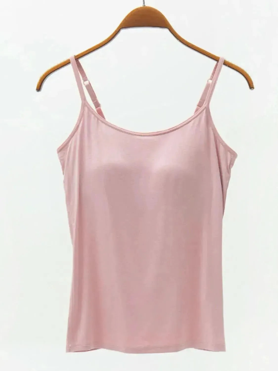 Full Size Adjustable Strap Modal Cami with Bra - Bad Moms Club