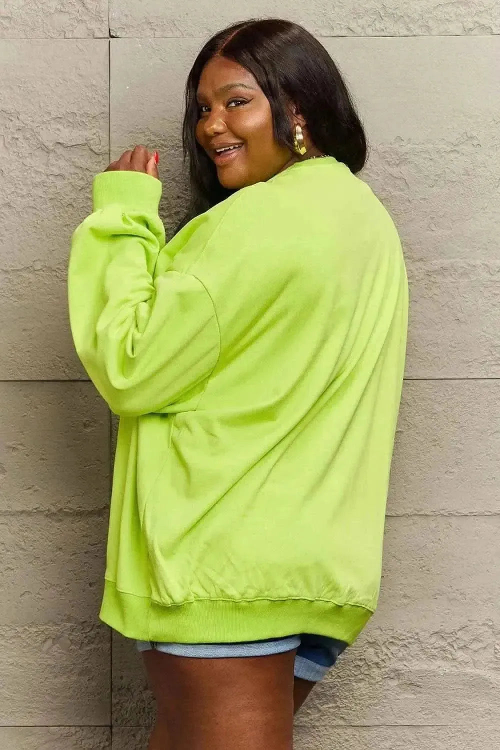 Simply Love Full Size Graphic Drop Shoulder Sweatshirt - Bad Moms Club