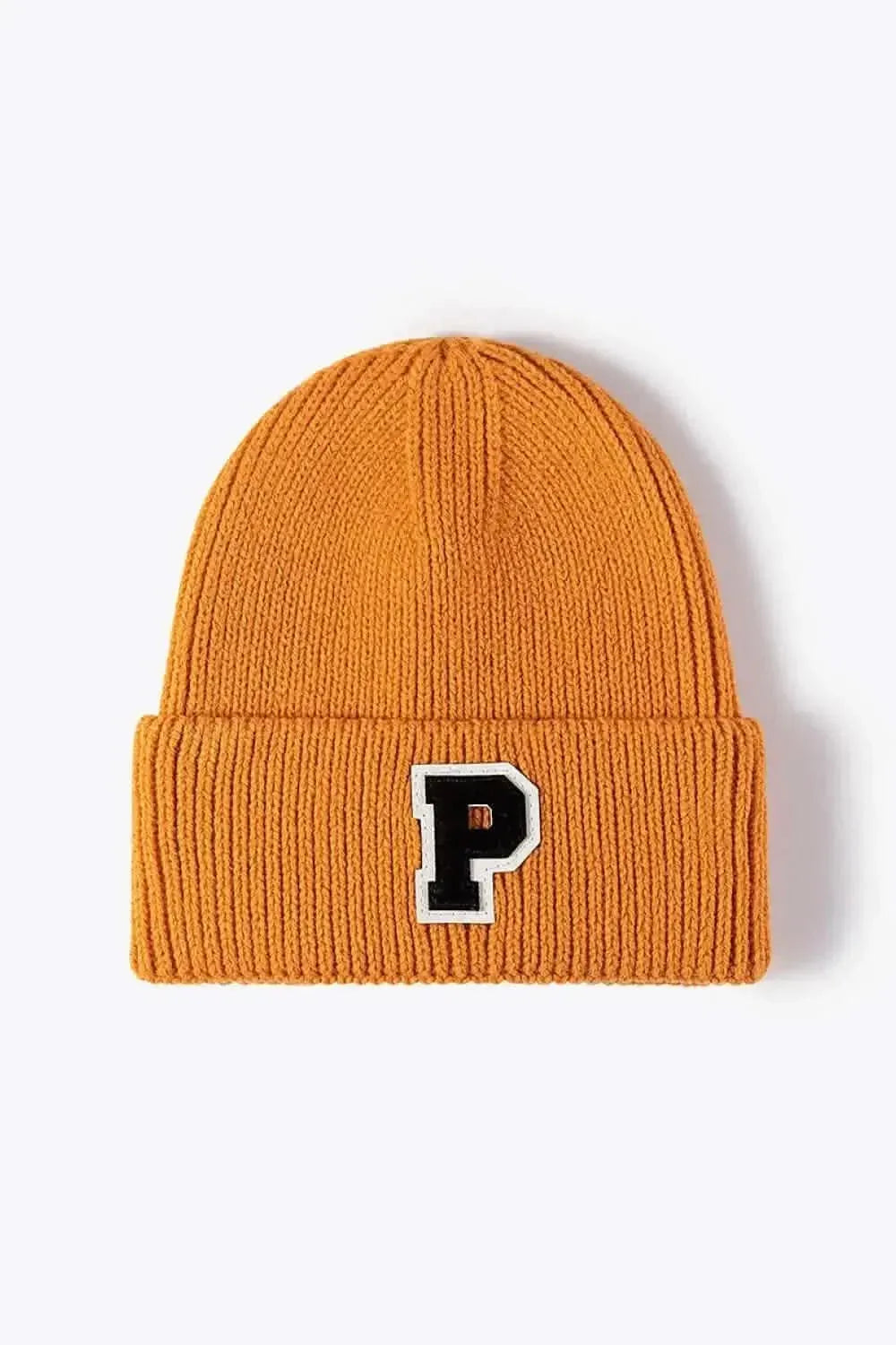 Letter Patch Cuffed Knit Beanie - Bad Moms Club