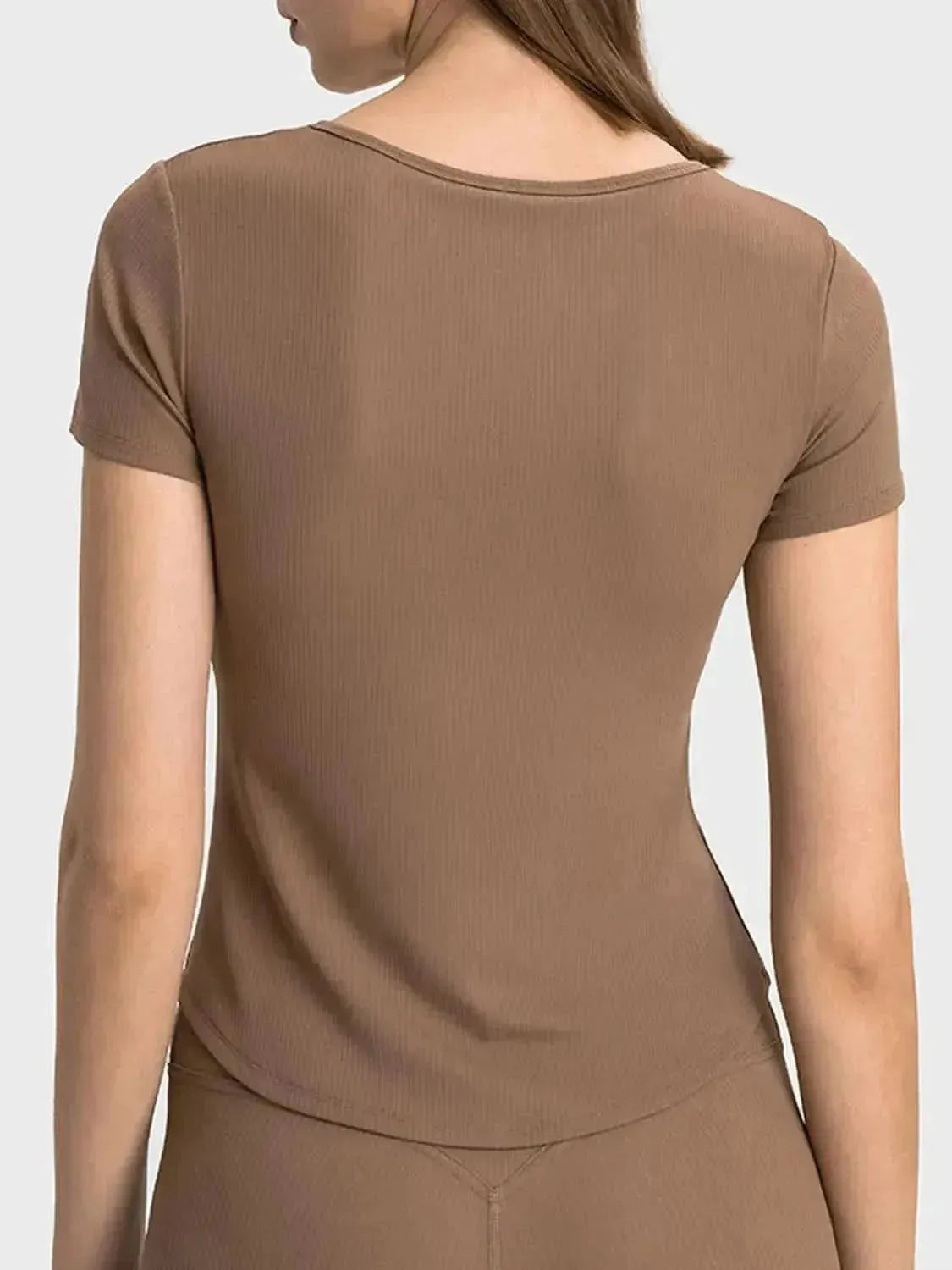 Notched Short Sleeve Active T-Shirt - Bad Moms Club