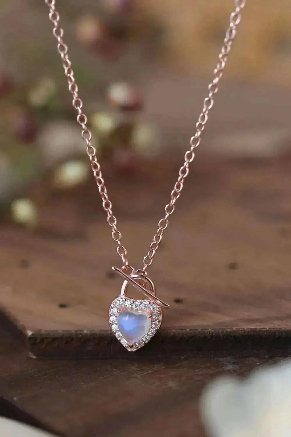 Moonstone Heart Lock Pendant Necklace - Bad Moms Club