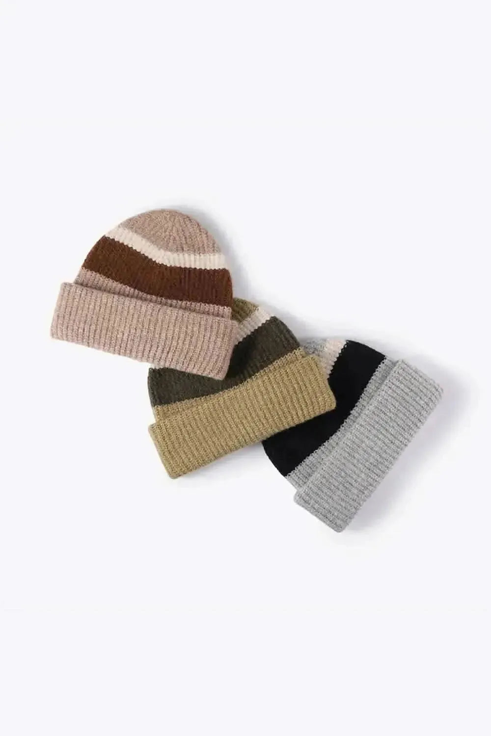 Tricolor Cuffed Knit Beanie - Bad Moms Club