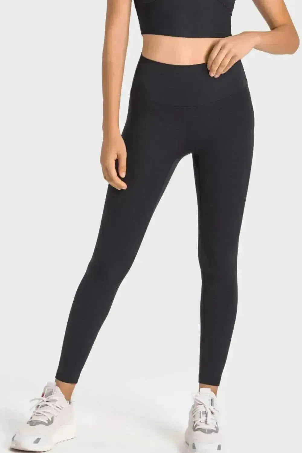 High-Rise Wide Waistband Yoga Leggings - Bad Moms Club