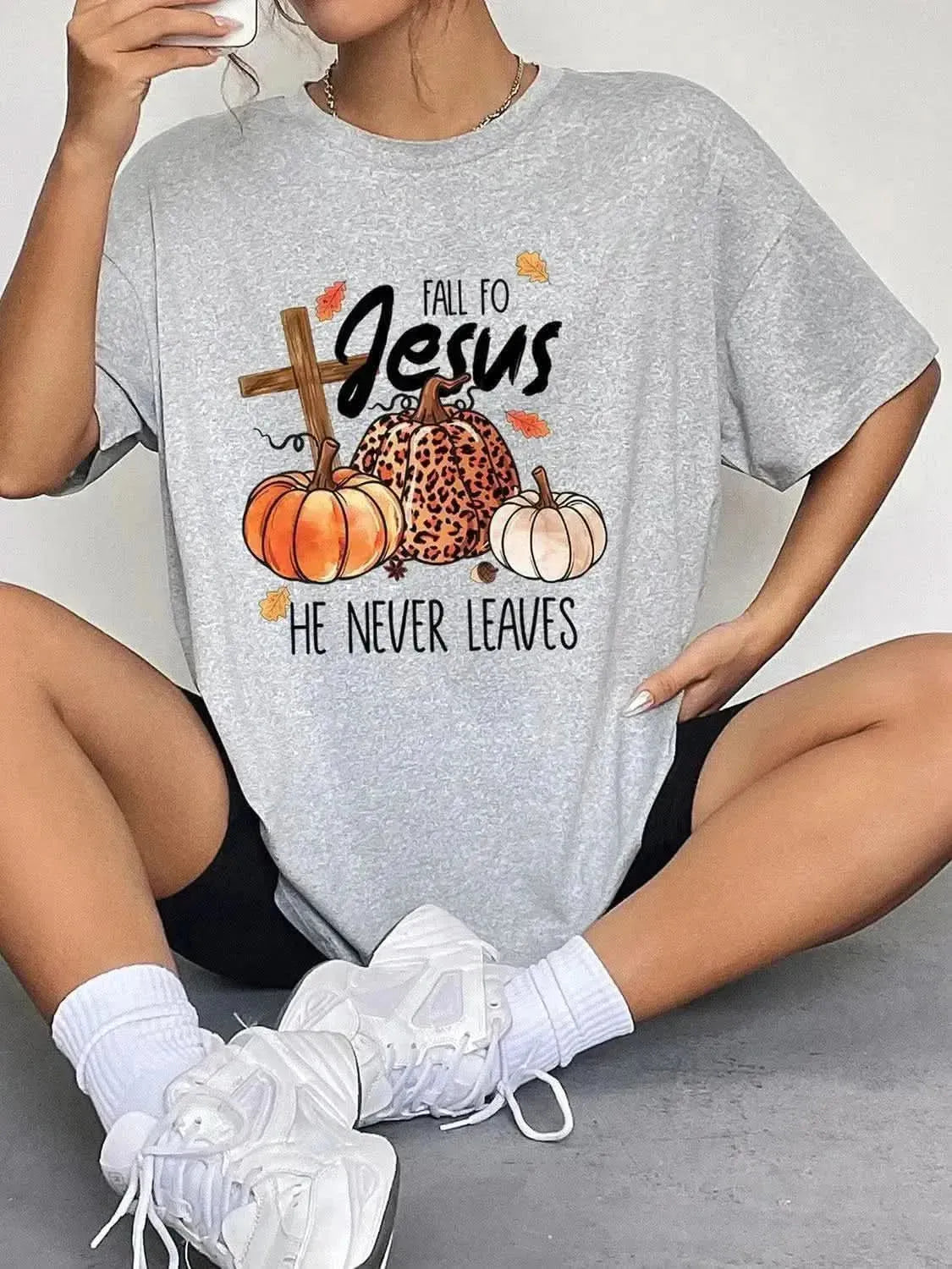 Round Neck Short Sleeve Fall Season Graphic T-Shirt - Bad Moms Club