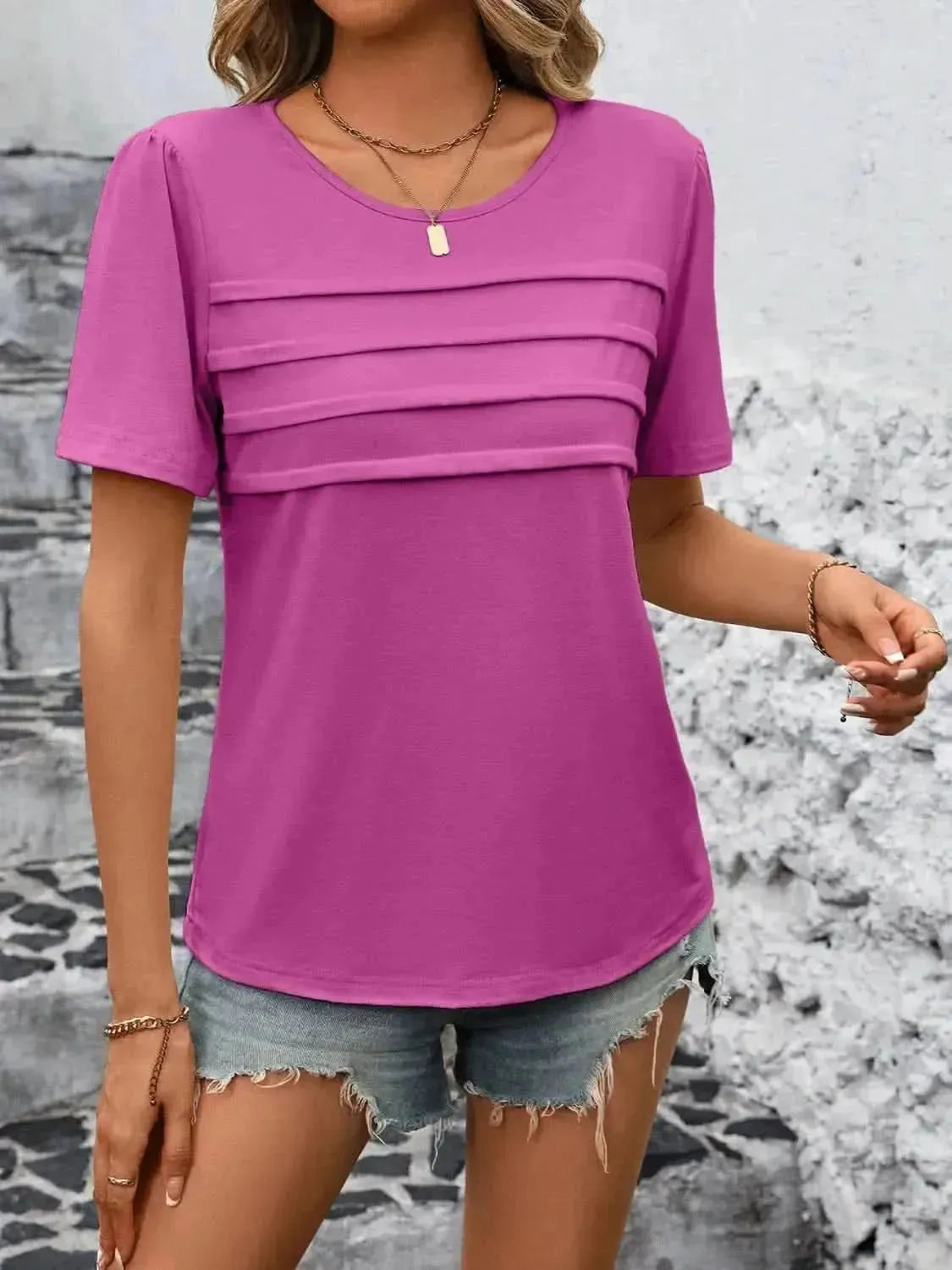 Ivy Lane Round Neck Short Sleeve Top - Bad Moms Club